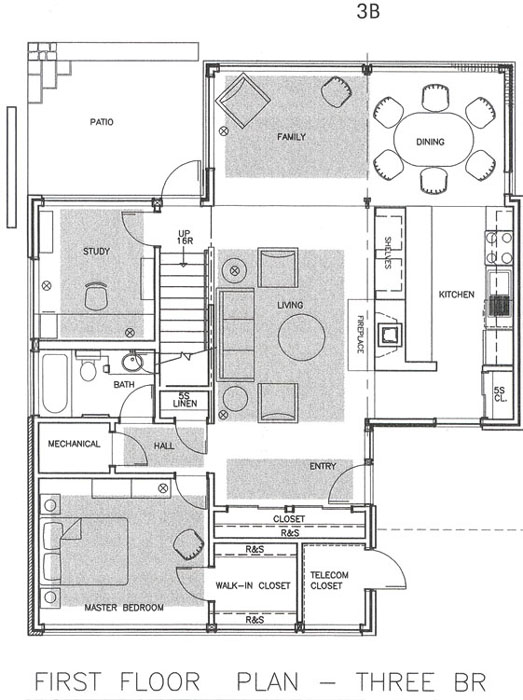 apartment floor plans. 3B Townhouse - Floor Plan