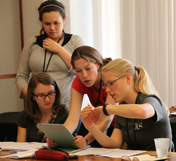 A review session in the 2012 Program for Women and Mathematics (Photo: Andrea Kane)