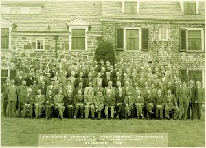 The continuum hypothesis was under discussion as an "undecidable statement" at the Princeton University Bicentennial Conference on "Problems of Mathematics" in 1946, the first major international gathering of mathematicians after World War II. Kurt Gödel is in the second row, fifth from left.
