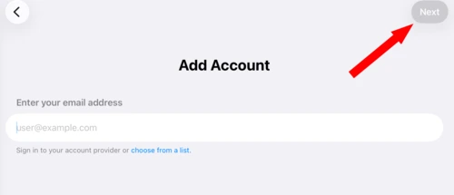 Red arrow pointing to Next button