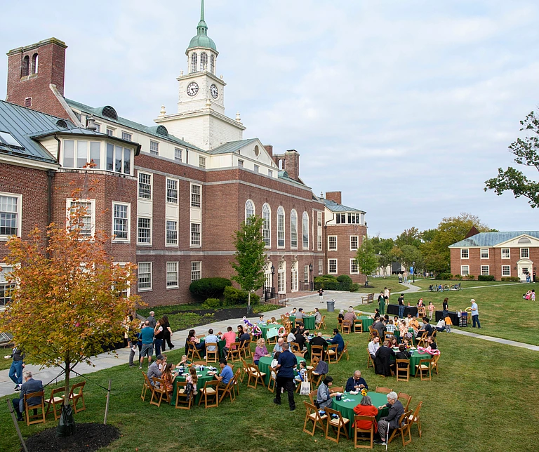 IAS start of term party in front of Fuld Hall