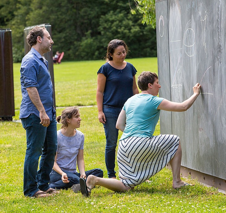 Group Working at an Outdoor Chalkboard