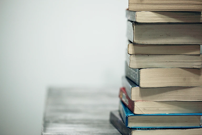 A stacked pile of books.