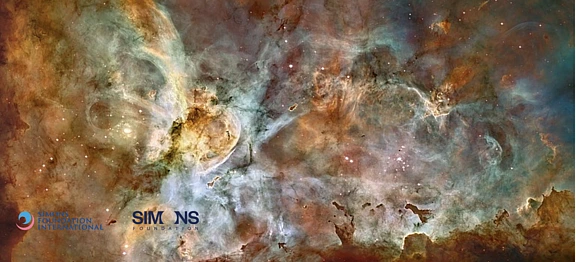 Hubble image of the Carina nebula showing the turbulent effects