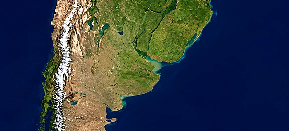 NASA satellite image of South America