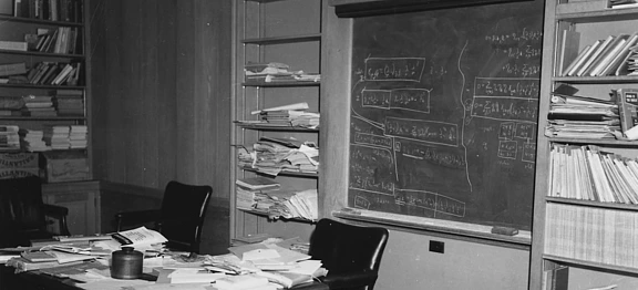 Albert Einstein's office and blackboard (1955)