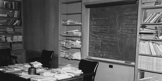 Albert Einstein's office and blackboard (1955)