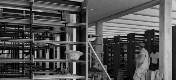 Image of the construction of the HS-SS Library at the Institute for Advanced Study. 