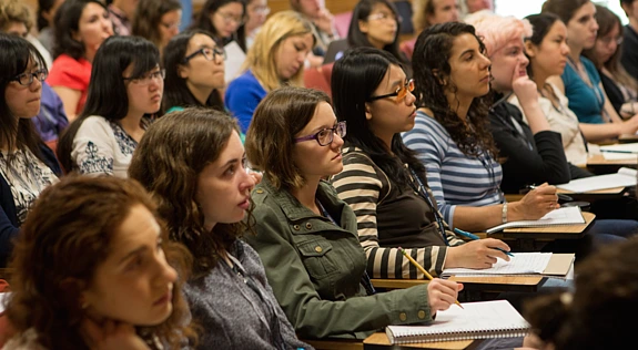 Participants at lecture during the 2015 Program for Women and Mathematics.