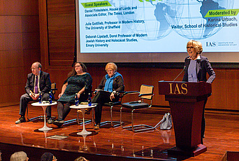Karina Urbach and the panelists of "Anti-Semitism—Past and Present"