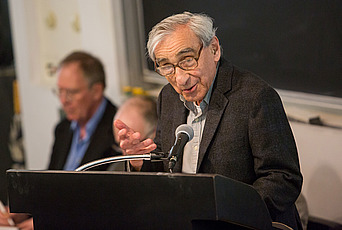 Michael Walzer lectures at the podium