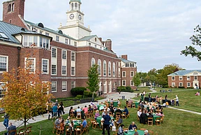 IAS start of term party in front of Fuld Hall