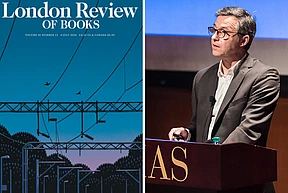 Didier Fassin lectures at the podium