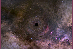 An illustration of a close-up look at a black hole drifting through our Milky Way galaxy.