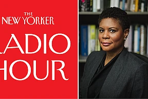 Portrait of Alondra Nelson with New Yorker Radio Hour Logo