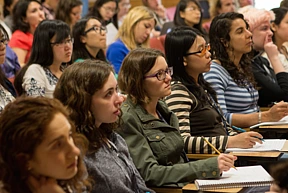 Participants at lecture during the 2015 Program for Women and Mathematics.