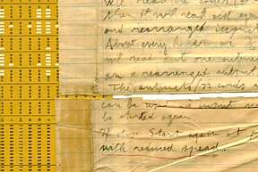 Image of barricelli cards and notes from the Electronic Computer Project staff. 