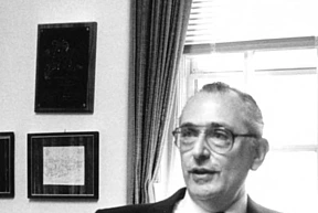 Image of John N. Bahcall in his office at the Institute for Advanced Study. 