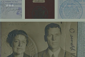 Combined images of passports from early Institute Faculty Oswald Veblen and Elizabeth Veblen. 