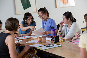 A review session during the 2014 Program for Women and Mathematics.