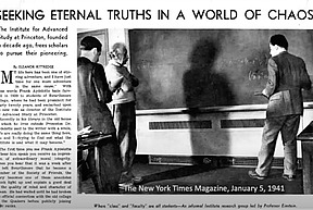 Newspaper snippet featuring Einstein at IAS