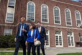 Robbert Dijkgraaf with France A. Córdova in front of Fuld Hall at the Institute for Advanced Study
