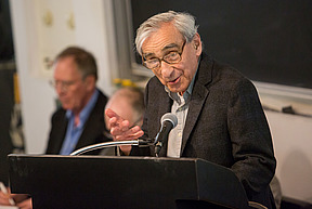 Michael Walzer lectures at the podium