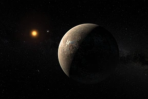 An artist’s impression of the planet Proxima b orbiting Proxima Centauri, the closest star to Earth’s sun.