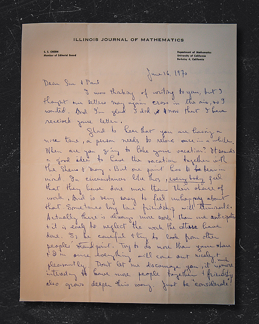 Shiing-Shen Chern Letter 1