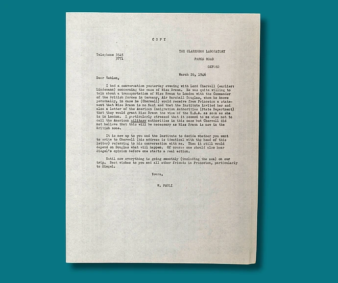 Pauli to Veblen letter