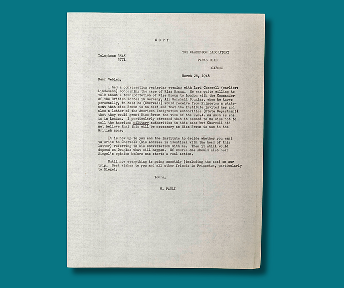 Pauli to Veblen letter