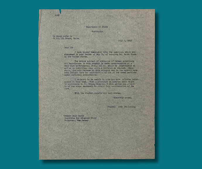 Earle to Hildring letter