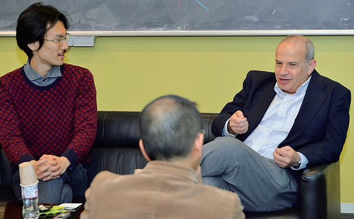 From left to right: Yuji Tachikawa, Hirosi Ooguri, and Nathan Seiberg