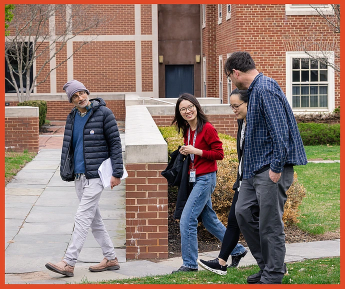 Fields Medalists walking on IAS campus
