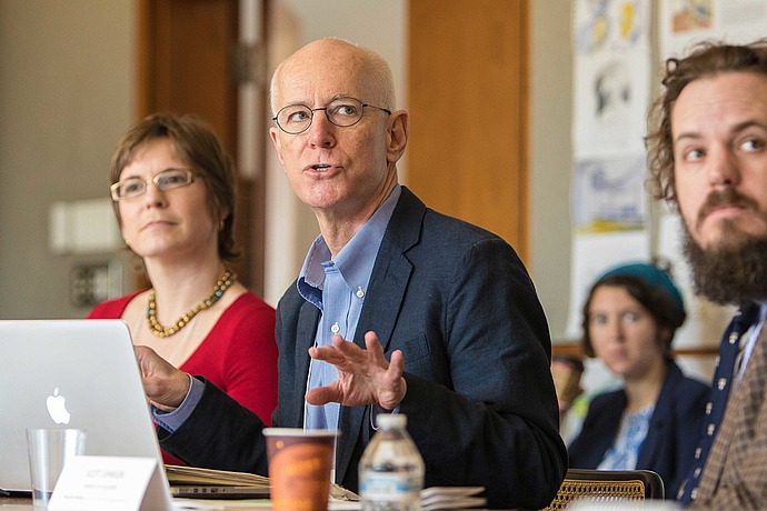 Columba Stewart speaks during a seminar at IAS