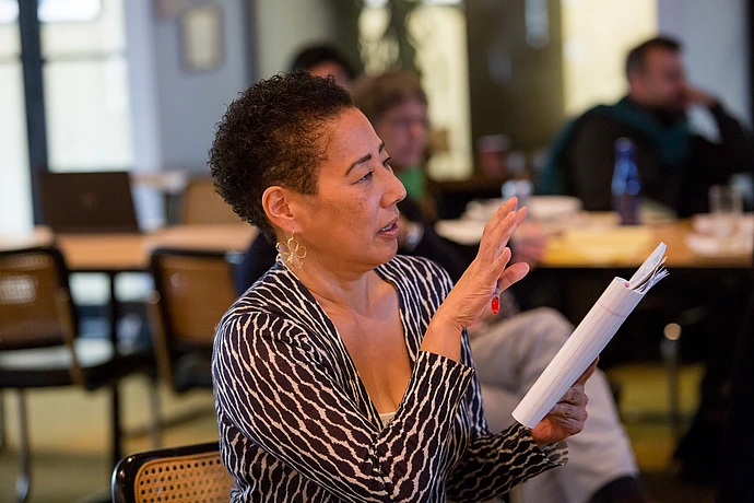 Lee Ann Fujii in a Social Science seminar at the Institute for Advanced Study in the 2016–17 academic year