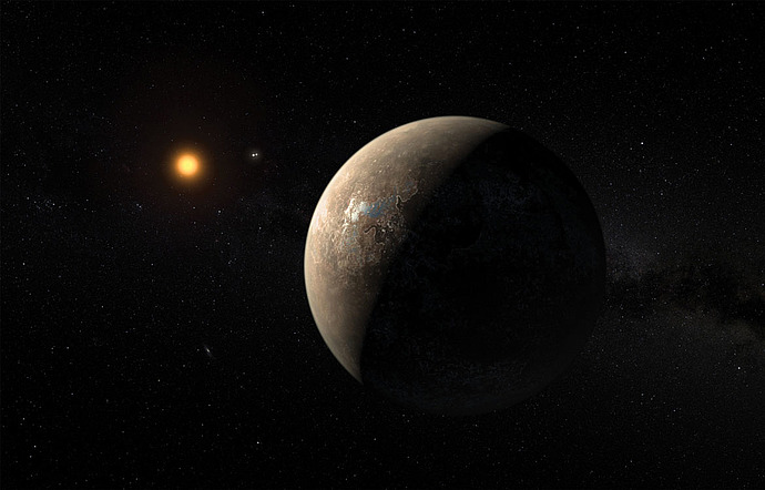 An artist’s impression of the planet Proxima b orbiting Proxima Centauri, the closest star to Earth’s sun.