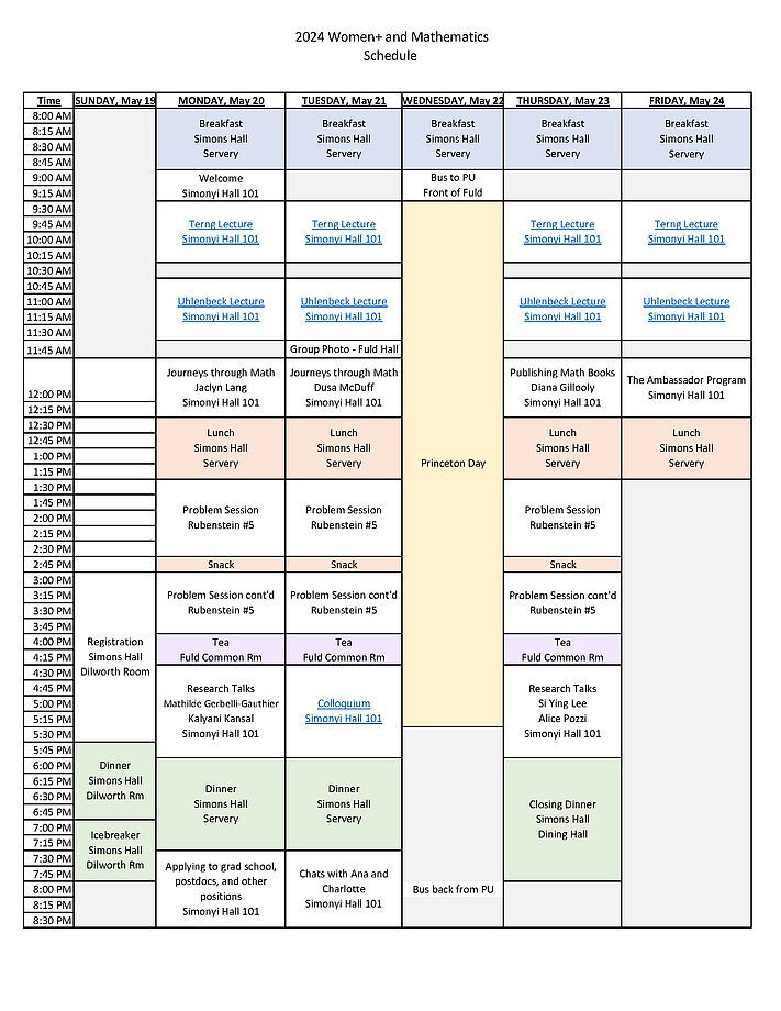 Schedule for W+AM Program