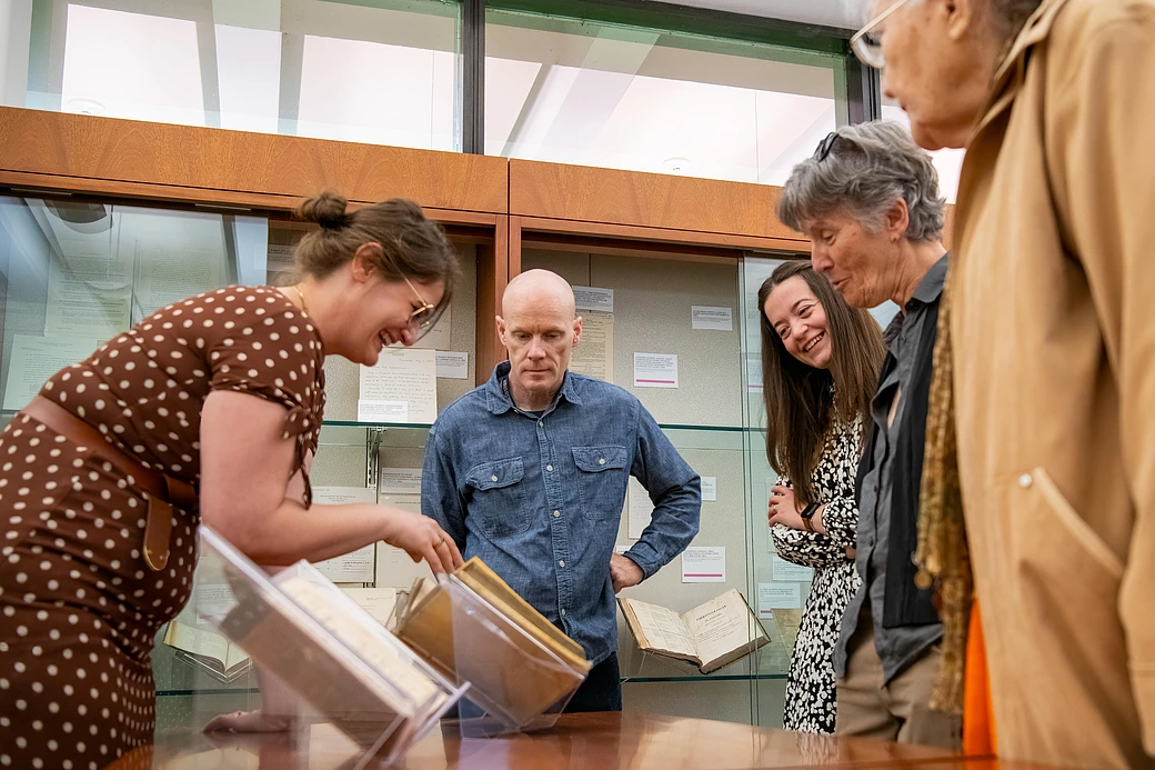 Scholars at Archives exhibition