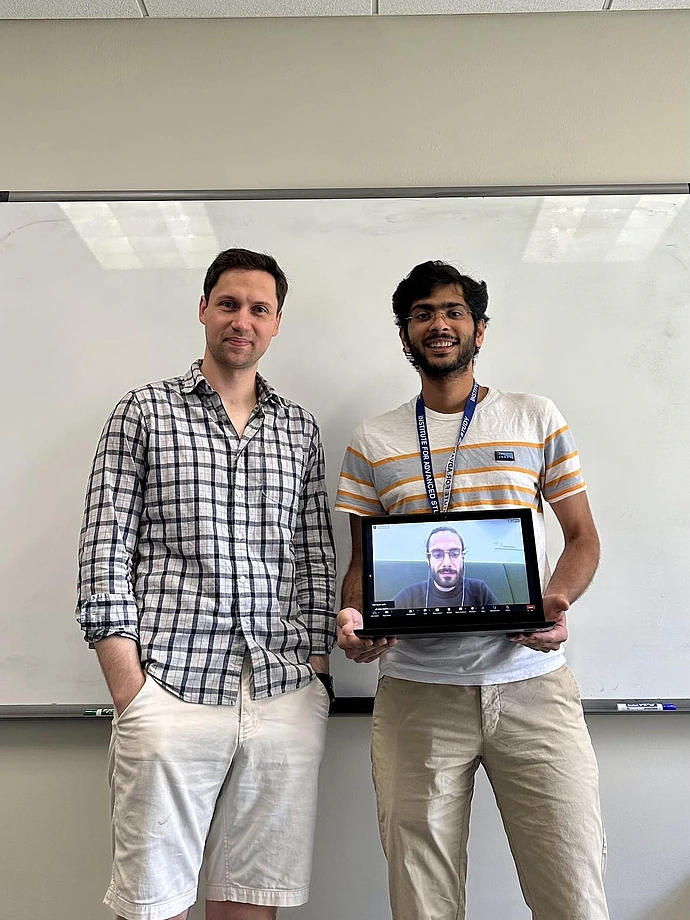 A group photo of Johan Asplund (via Zoom), Yash Deshmukh and Alex Pieloch 