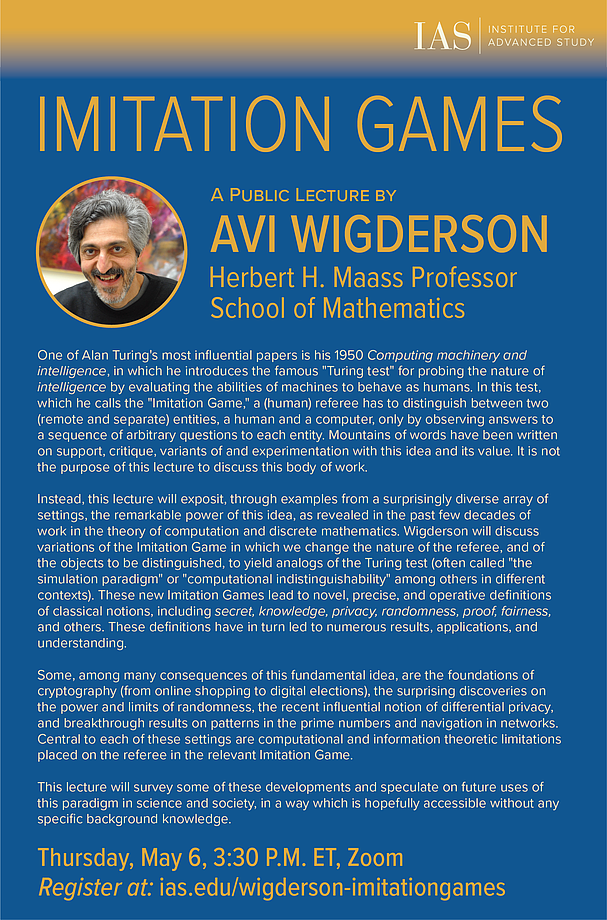 Avi Wigderson Board lecture poster