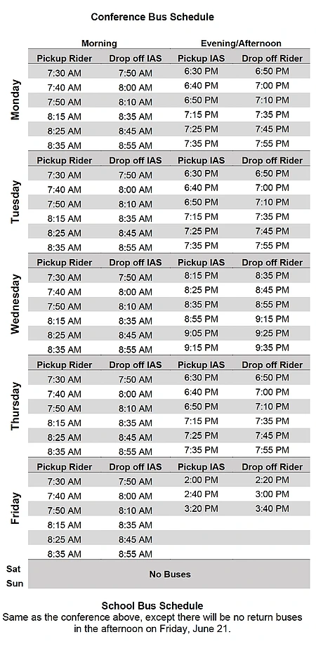 Amplitudes Bus Schedule