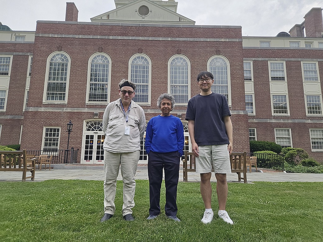 Group photo of Alexander Gamburd, Amit Ghosh and Junho Peter Whang