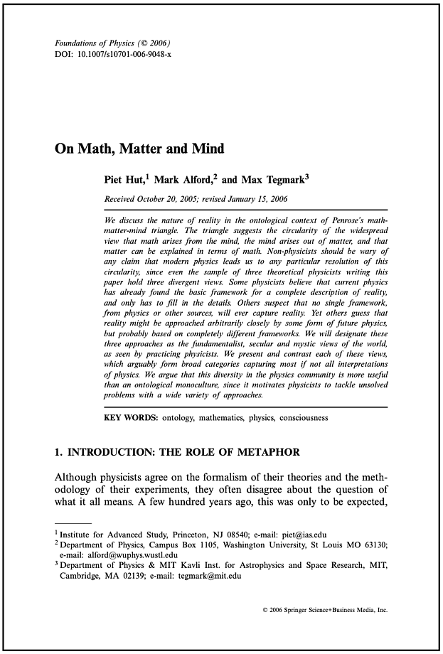 Math, Mind, Matter