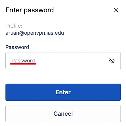 OpenVPN requesting password with a text field.