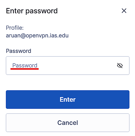 OpenVPN requesting password with a text field.
