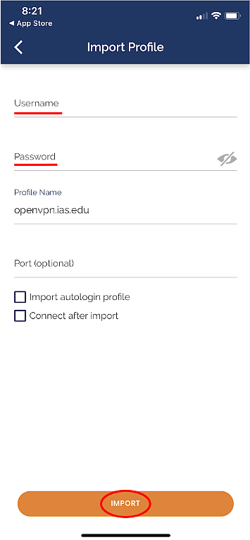 Importing profile to OpenVPN