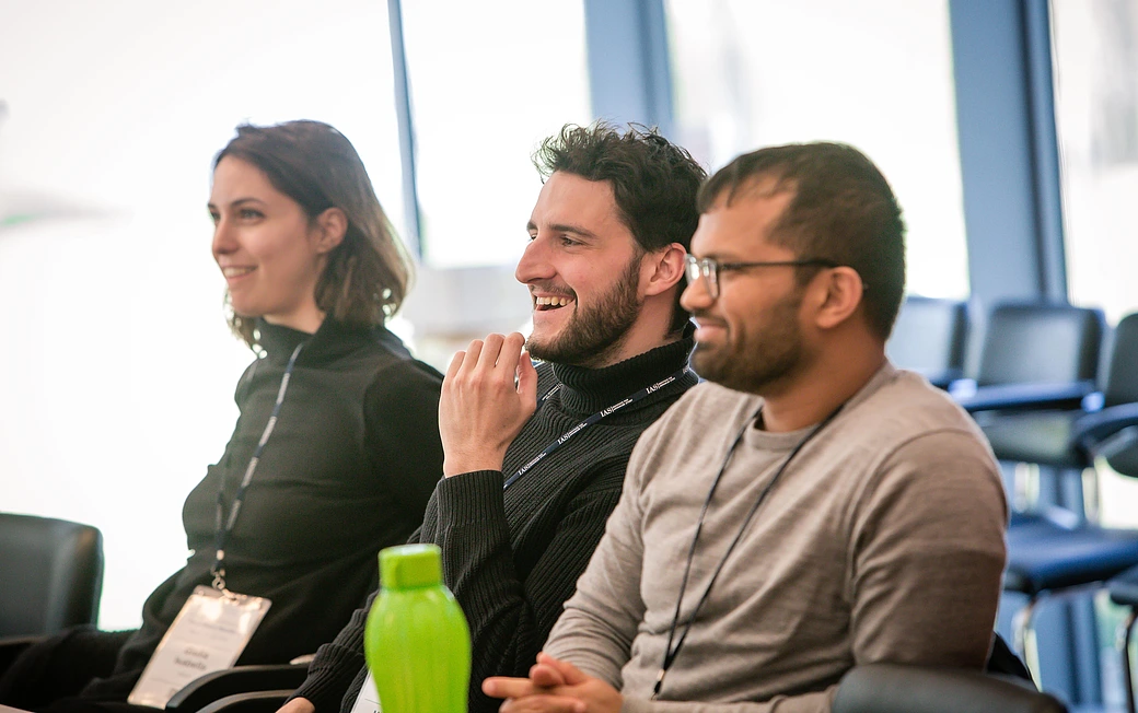 Giulia Isabella, Miguel Correia, Aditya Hebbar in Rubenstein Commons