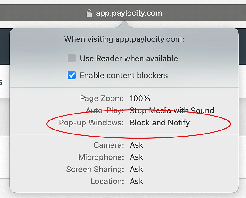 Safari Site Menu