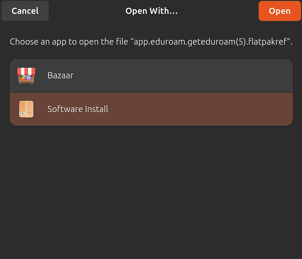 click software install to install geteduroam
